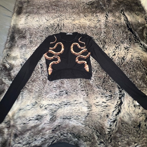 The Kript Viper Snake-Print Stretch-Woven Crop Top, small - Picture 6 of 14